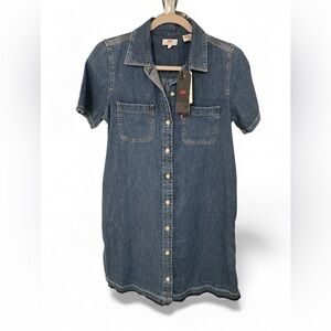 Levi's Blue Denim Short Sleeve Dress XS Pockets Jean Dress NWT